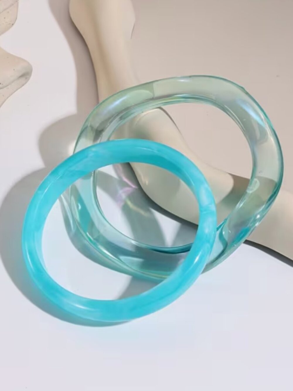 Fun, Bright Blue Acrylic Bracelets (Set)